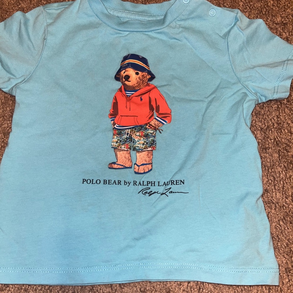 Ralph Lauren Blue Short Sleeve Tee with Graphic Print